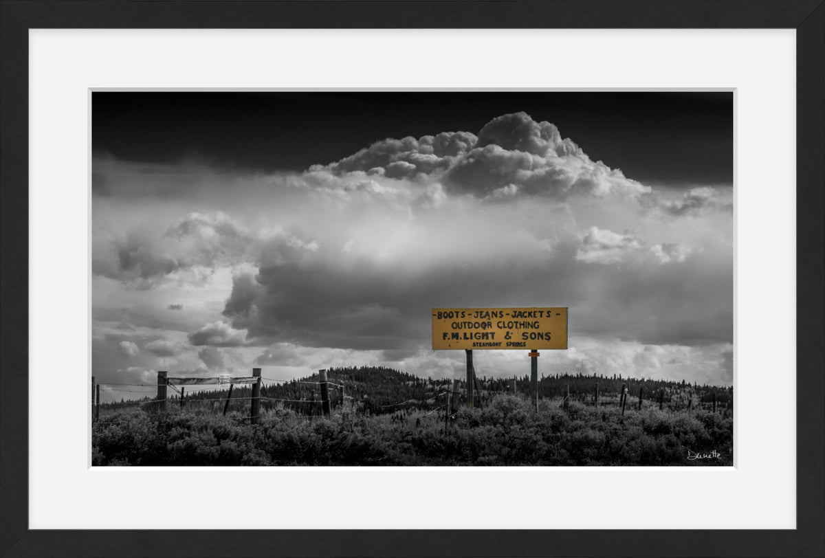 F.M. Light & Sons Sign, Steamboat Springs – Black and White Landscape Print