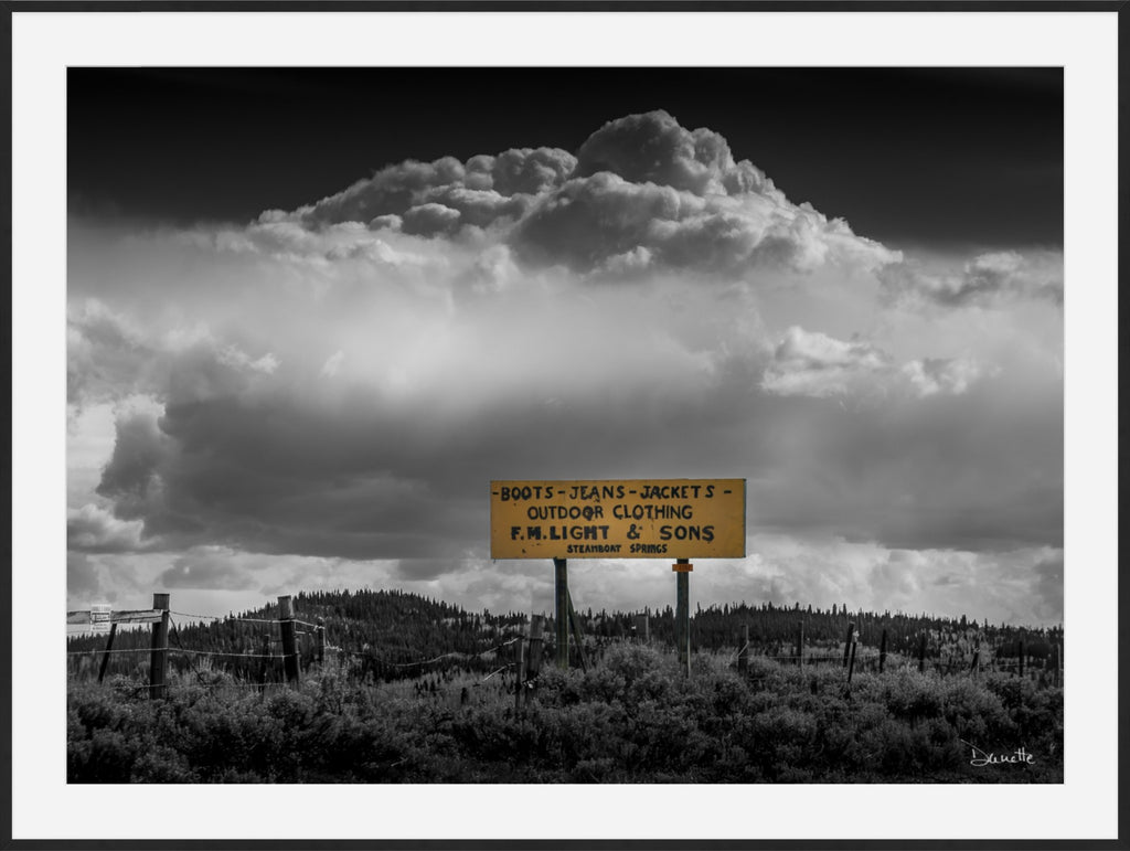 F.M. Light & Sons Sign, Steamboat Springs – Black and White Landscape Print
