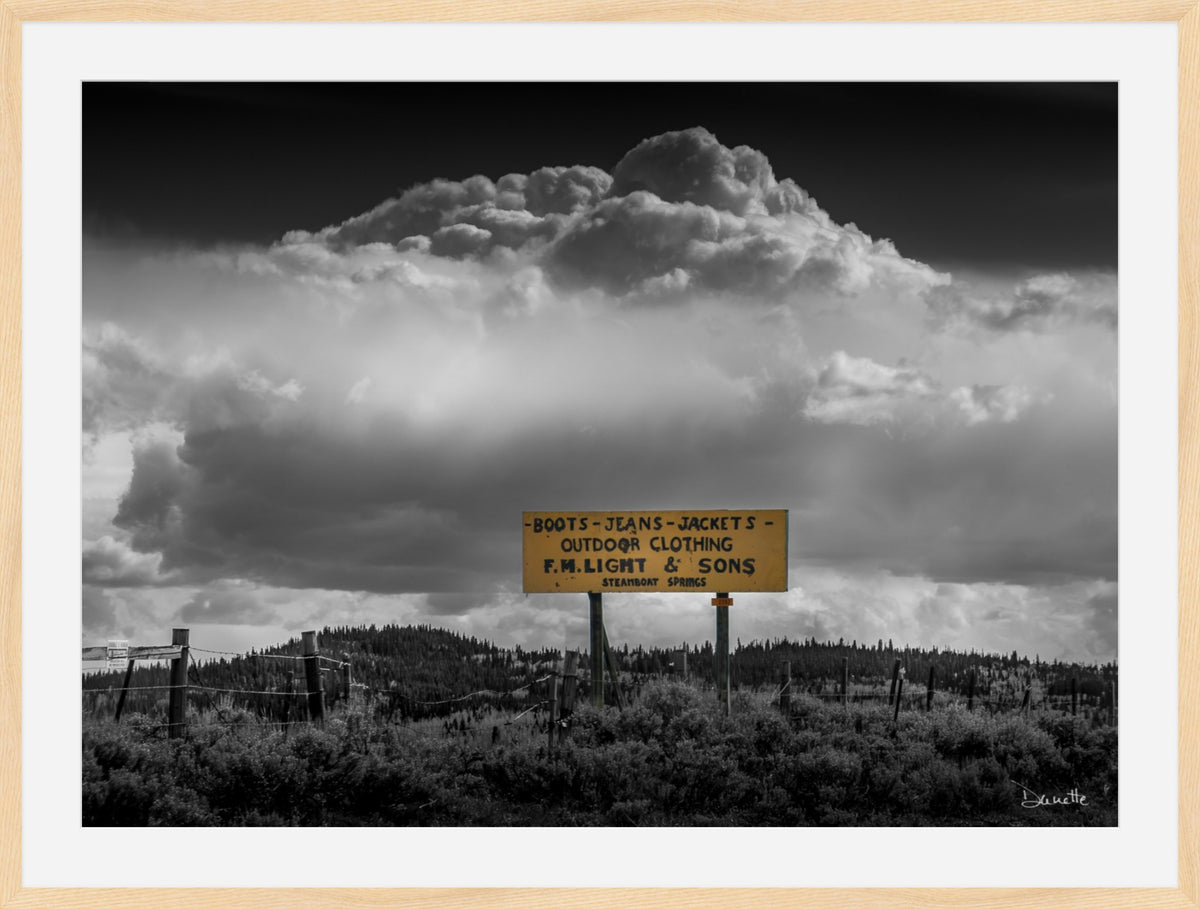 F.M. Light & Sons Sign, Steamboat Springs – Black and White Landscape Print