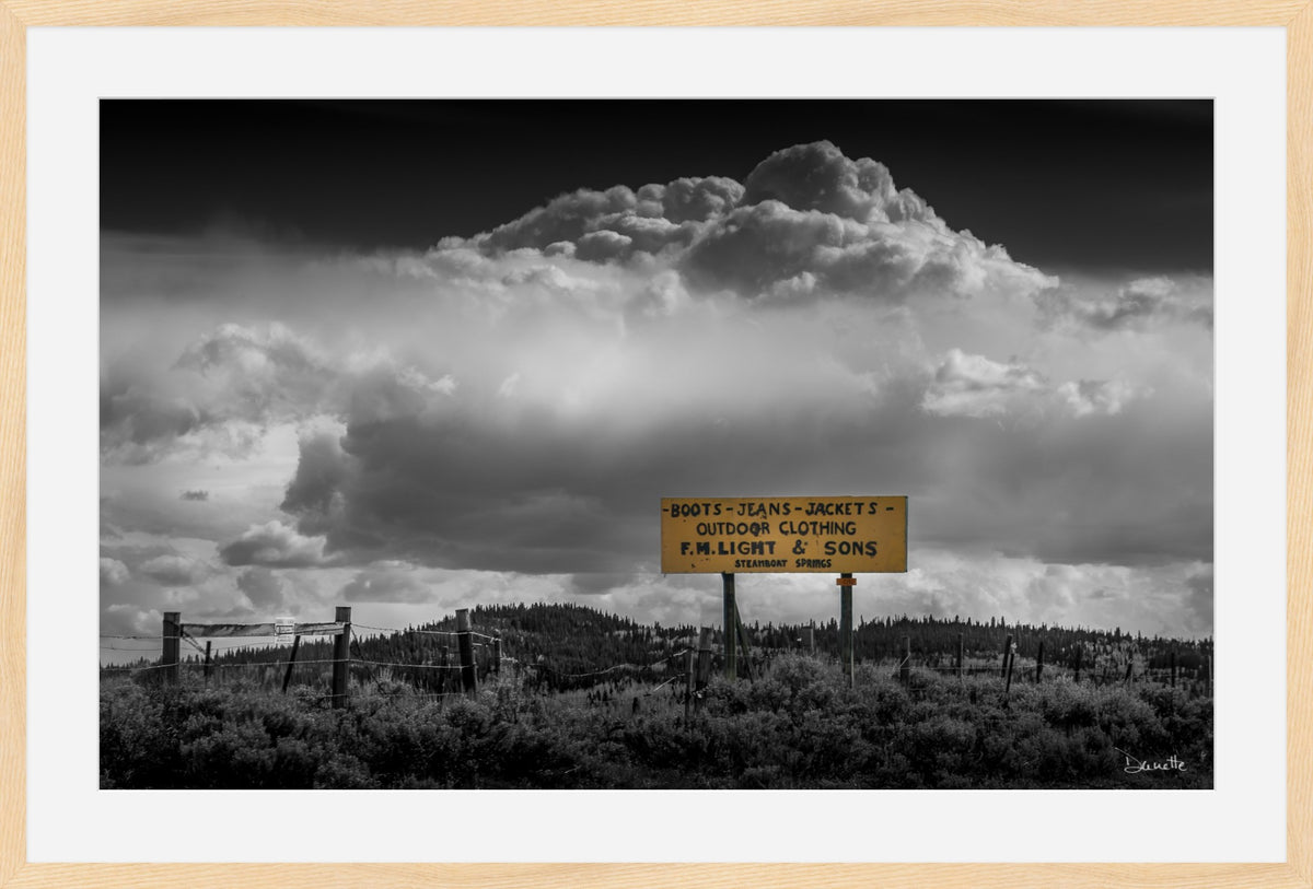 F.M. Light & Sons Sign, Steamboat Springs – Black and White Landscape Print