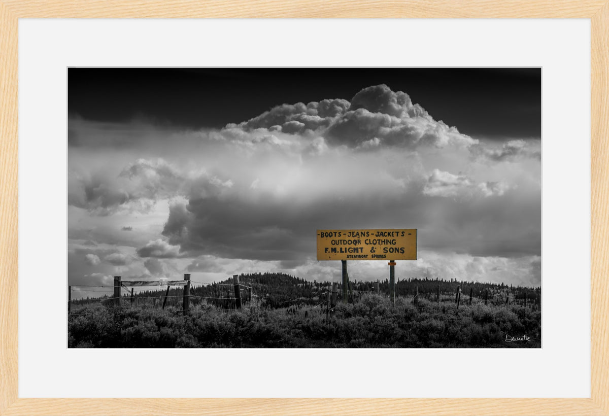 F.M. Light & Sons Sign, Steamboat Springs – Black and White Landscape Print