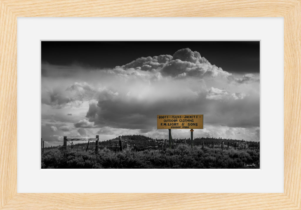 F.M. Light & Sons Sign, Steamboat Springs – Black and White Landscape Print