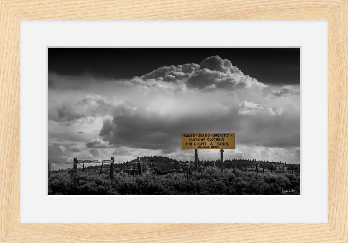 F.M. Light & Sons Sign, Steamboat Springs – Black and White Landscape Print