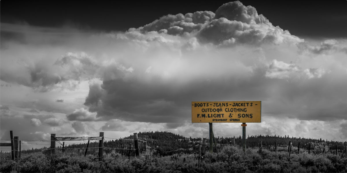 F.M. Light & Sons Sign, Steamboat Springs – Black and White Landscape Print