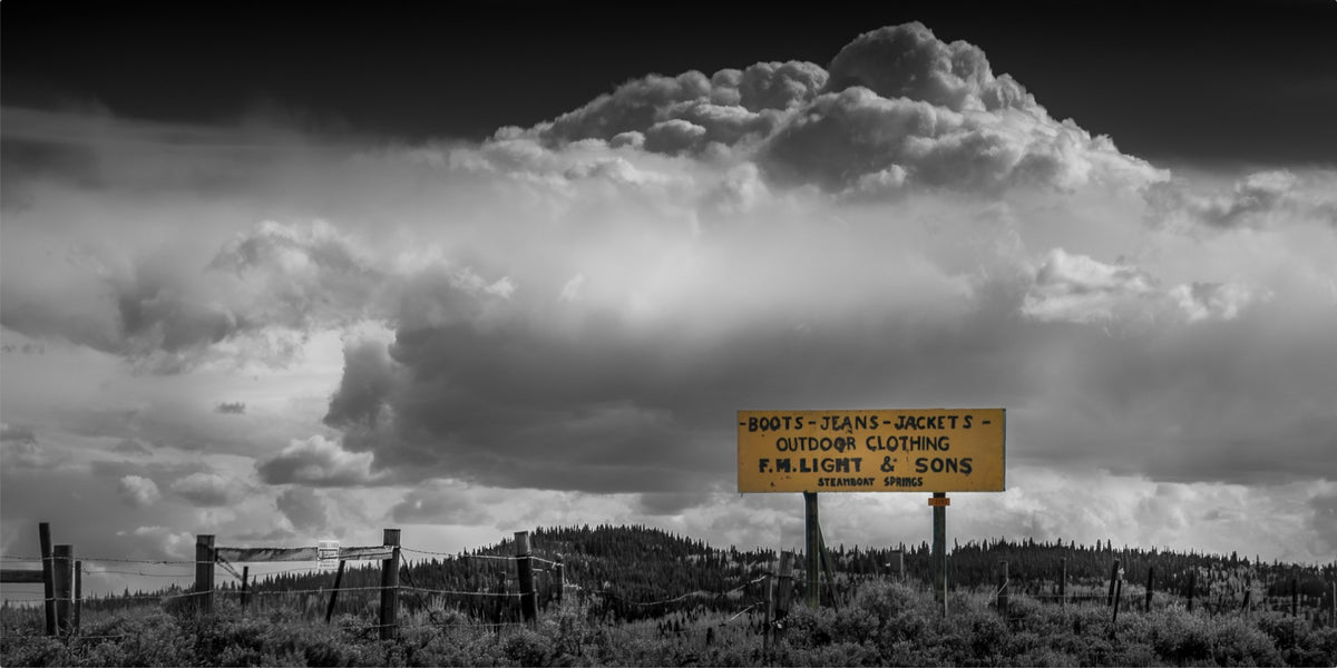 F.M. Light & Sons Sign, Steamboat Springs – Black and White Landscape Print
