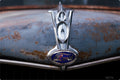 Vintage Ford V8 Hood Ornament Photo Print – Rustic Classic Car Wall Art