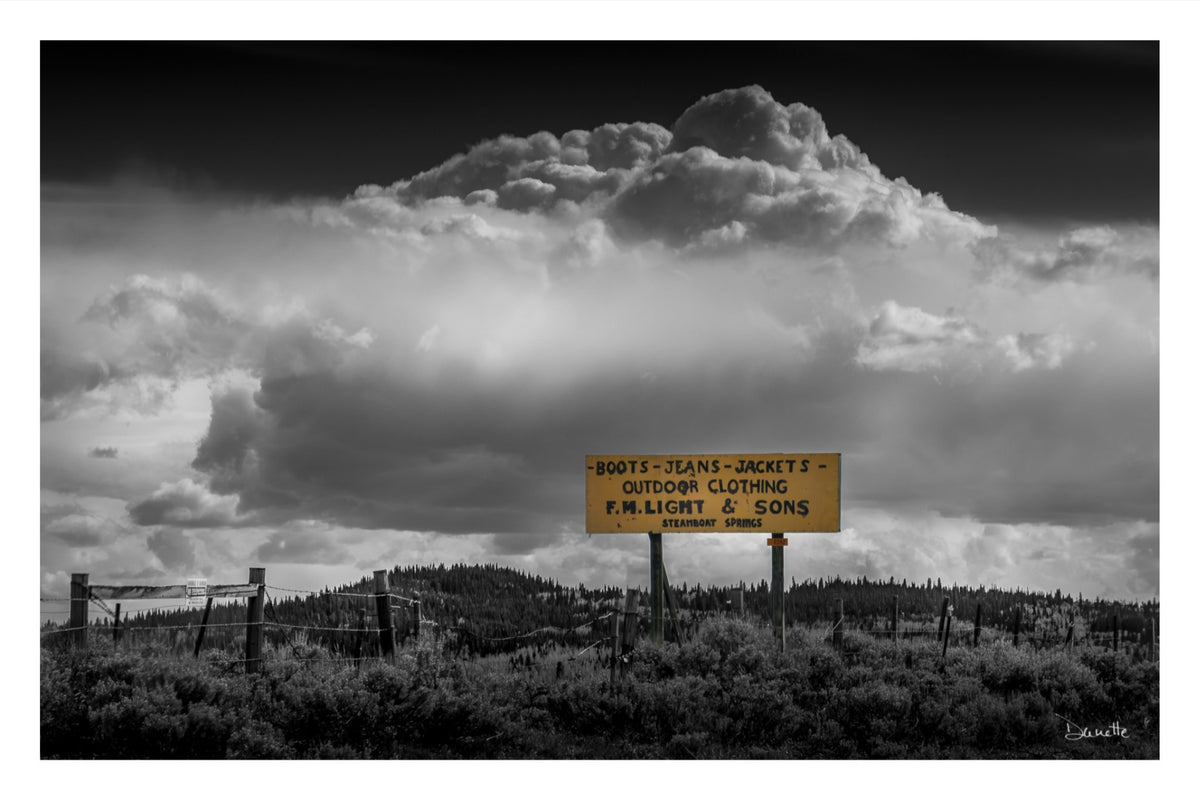 F.M. Light & Sons Sign, Steamboat Springs – Black and White Landscape Print