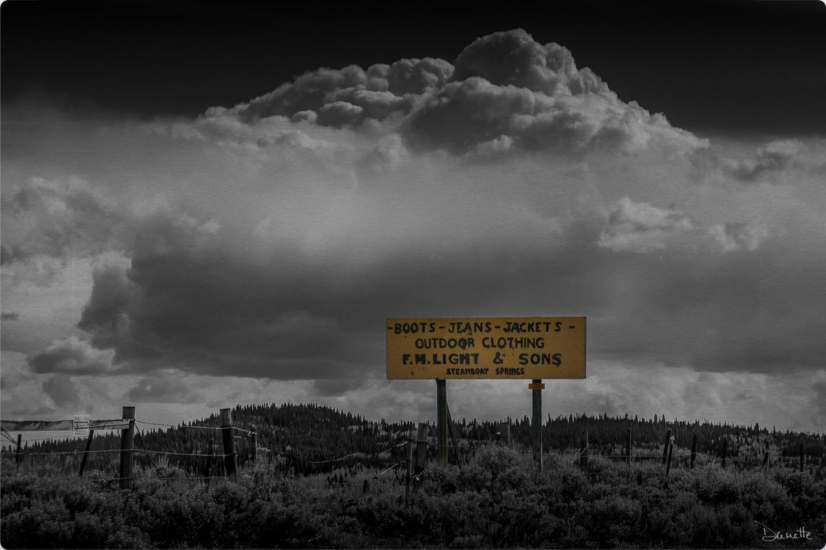 F.M. Light & Sons Sign, Steamboat Springs – Black and White Landscape Print
