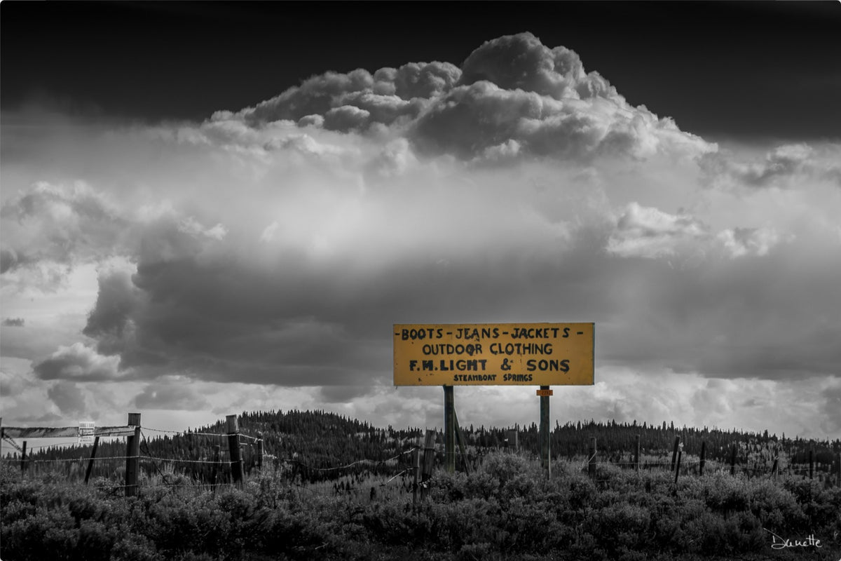 F.M. Light & Sons Sign, Steamboat Springs – Black and White Landscape Print