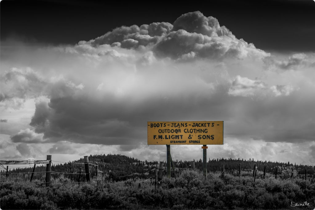 F.M. Light & Sons Sign, Steamboat Springs – Black and White Landscape Print