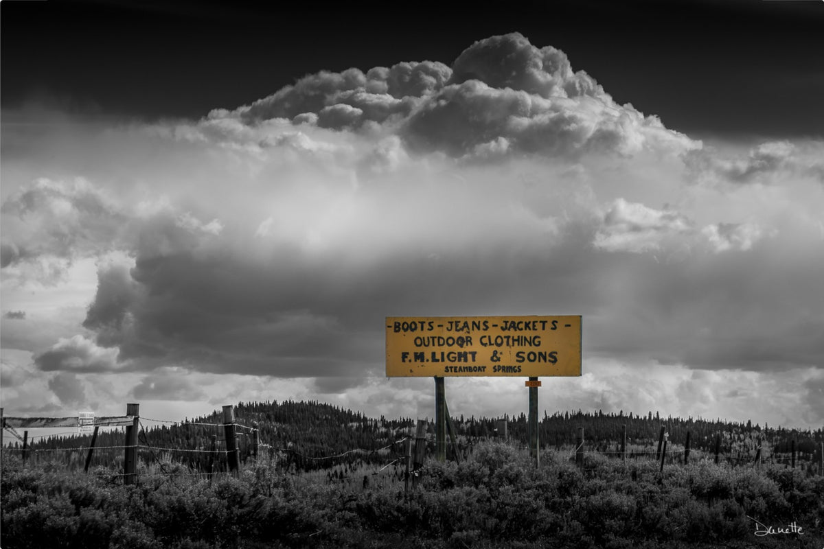 F.M. Light & Sons Sign, Steamboat Springs – Black and White Landscape Print