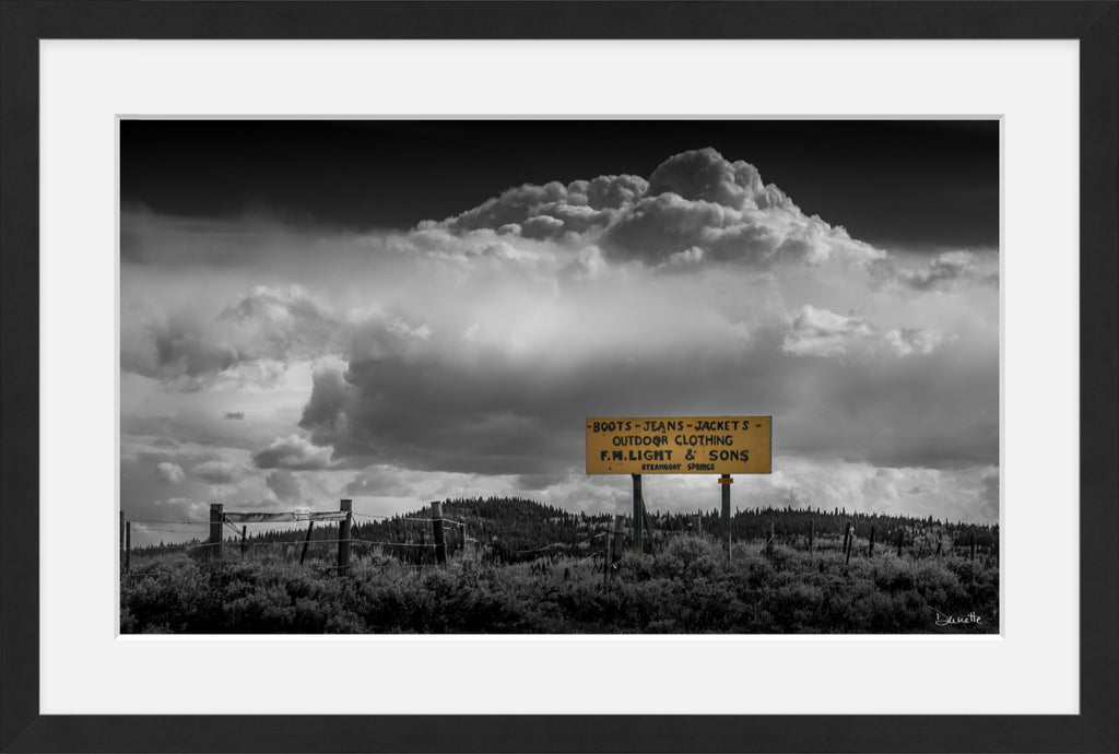 F.M. Light & Sons Sign, Steamboat Springs – Black and White Landscape Print