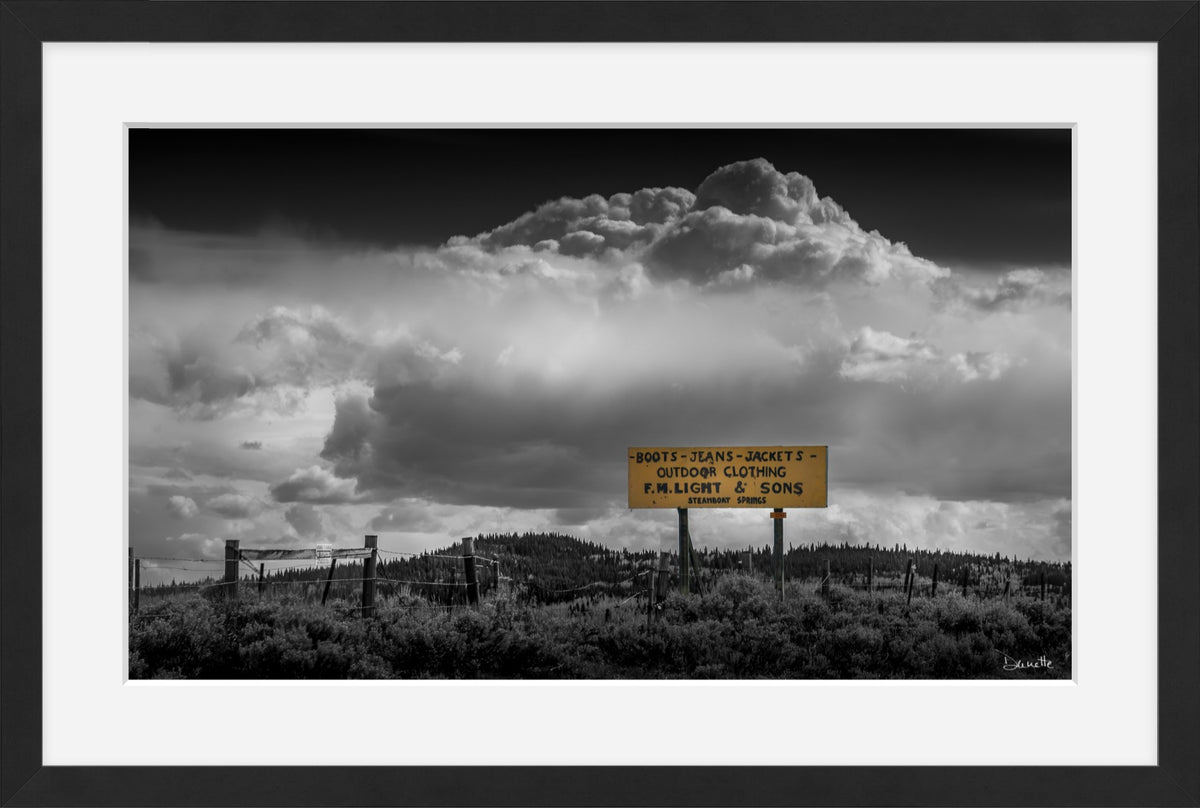 F.M. Light & Sons Sign, Steamboat Springs – Black and White Landscape Print