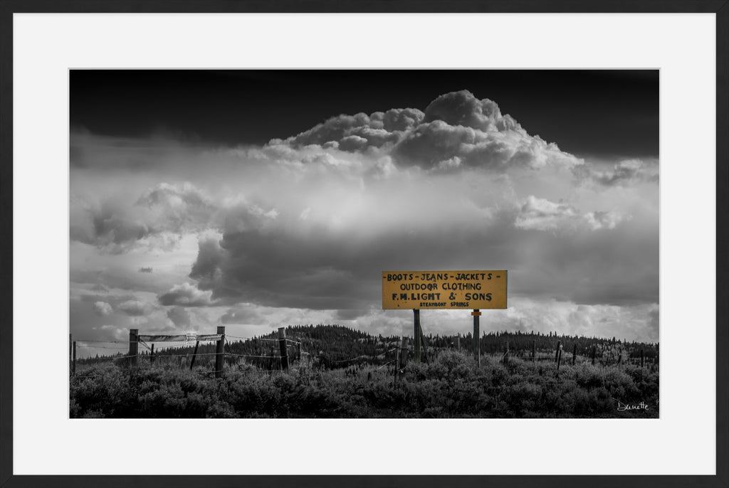 F.M. Light & Sons Sign, Steamboat Springs – Black and White Landscape Print