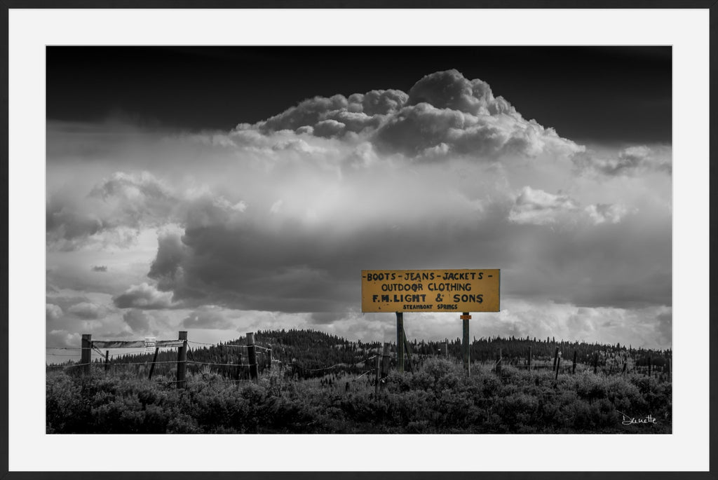 F.M. Light & Sons Sign, Steamboat Springs – Black and White Landscape Print