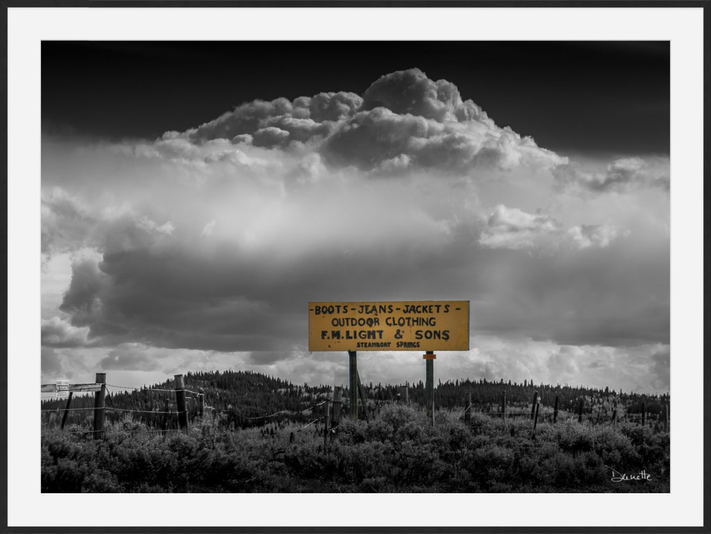 F.M. Light & Sons Sign, Steamboat Springs – Black and White Landscape Print