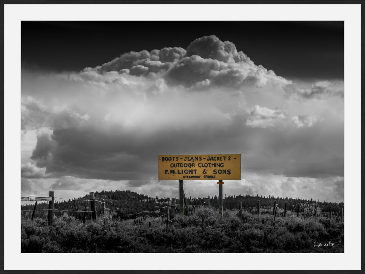 F.M. Light & Sons Sign, Steamboat Springs – Black and White Landscape Print