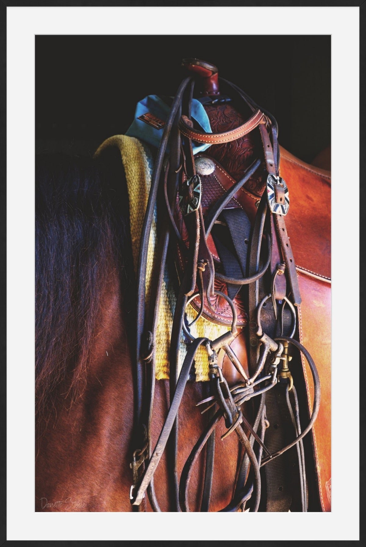 Western Saddle and Bridle on a Chestnut Horse — Equestrian Photo