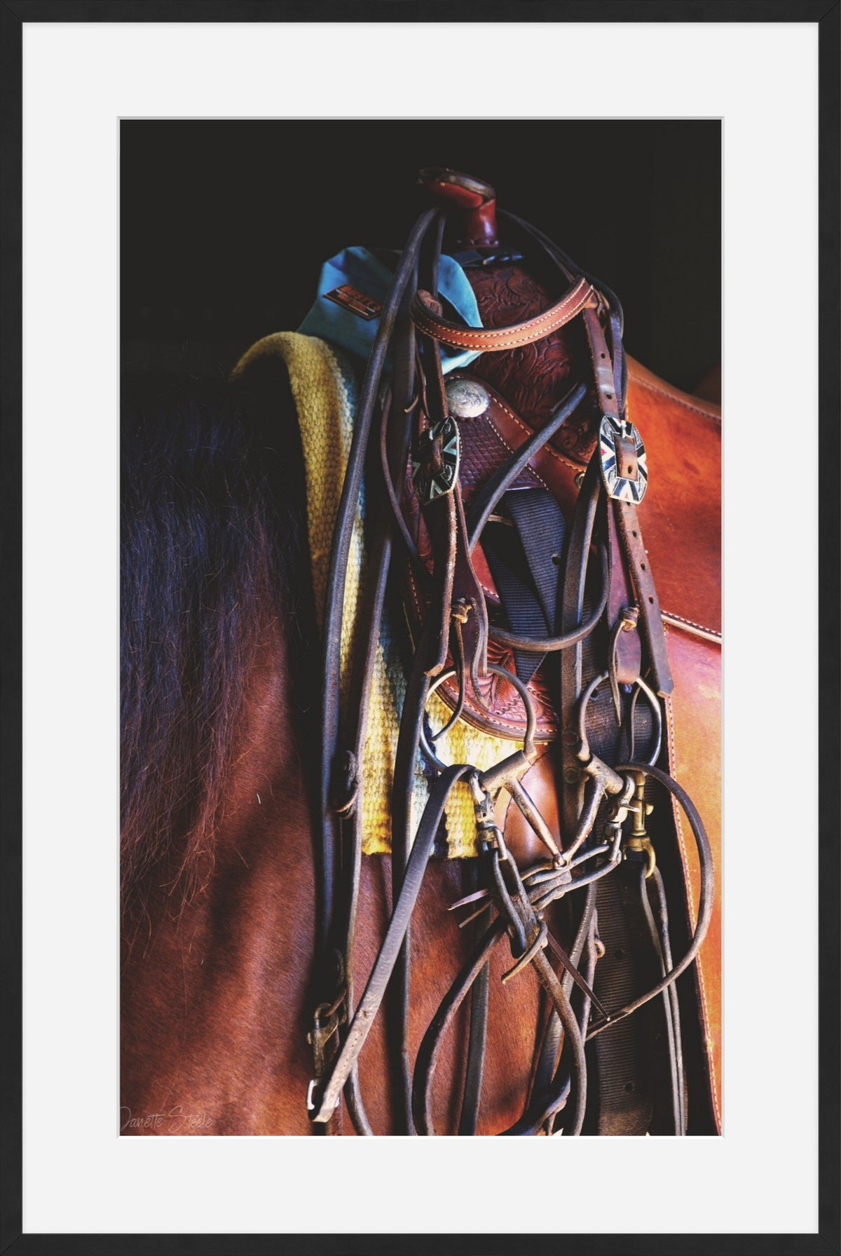 Western Saddle and Bridle on a Chestnut Horse — Equestrian Photo