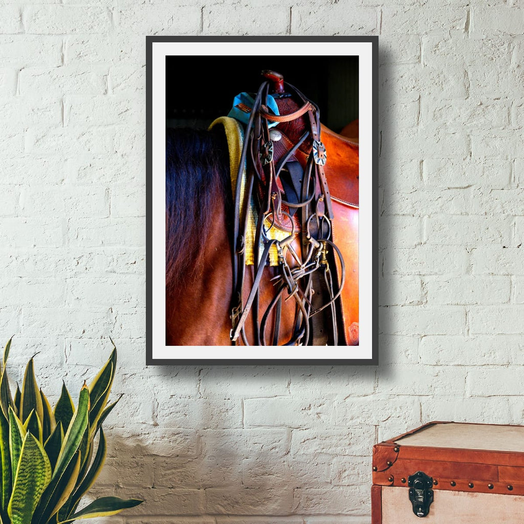 Western Saddle and Bridle on a Chestnut Horse — Equestrian Photo