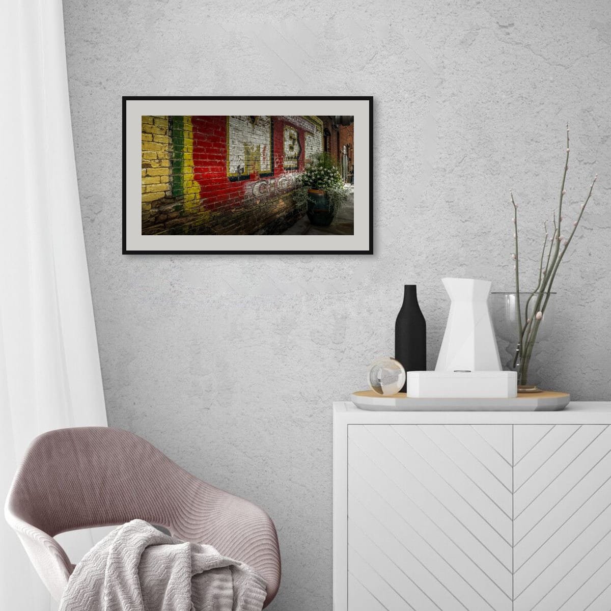 Ghost Sign Brick Wall Photography – Urban Americana Fine Art Print