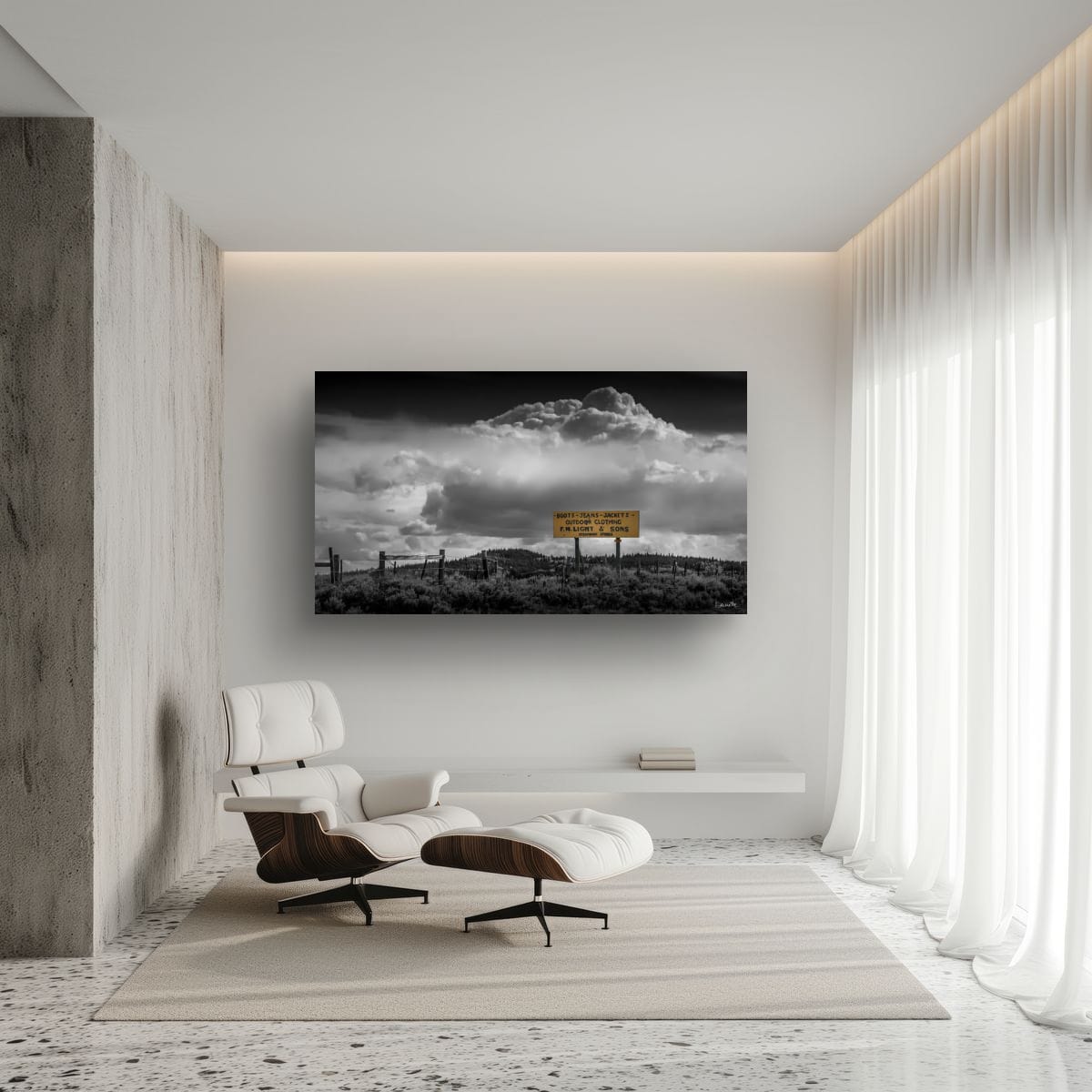 F.M. Light & Sons Sign, Steamboat Springs – Black and White Landscape Print
