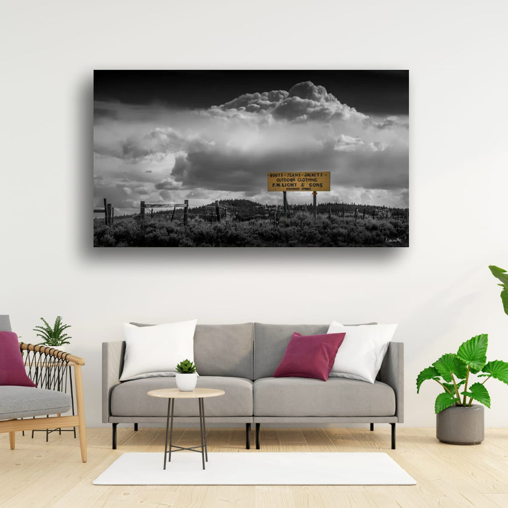 F.M. Light & Sons Sign, Steamboat Springs – Black and White Landscape Print